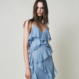 Ruffled Blue Occassion Maxi Dress